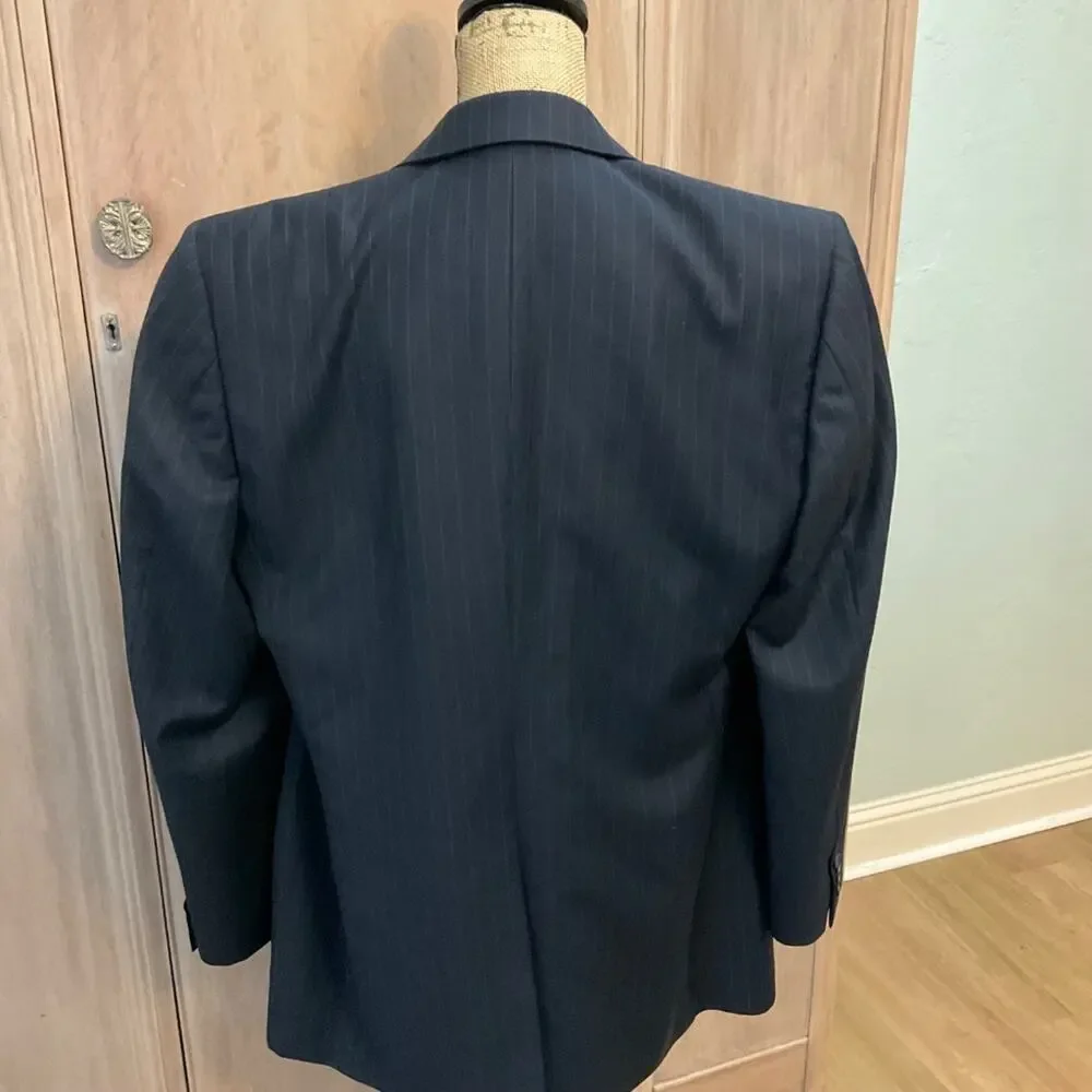 Banana Republic Modern Fit three button wool Blazer navy blue pinstripe wool 40R
